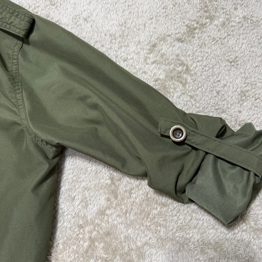 Forever 21 Utility Jacket Womens XS Olive Green Hooded Roll Tab Military Coat - Picture 5 of 13